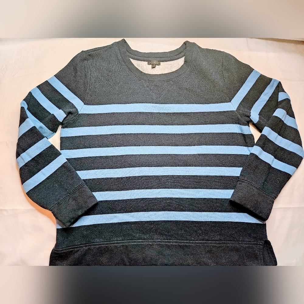 Talbots Womens Blue Striped Long Sleeve Crewneck Sweater Size Large